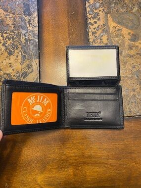 Premium McJim Black Leather Men's Bi-Fold Wallet with ID Window